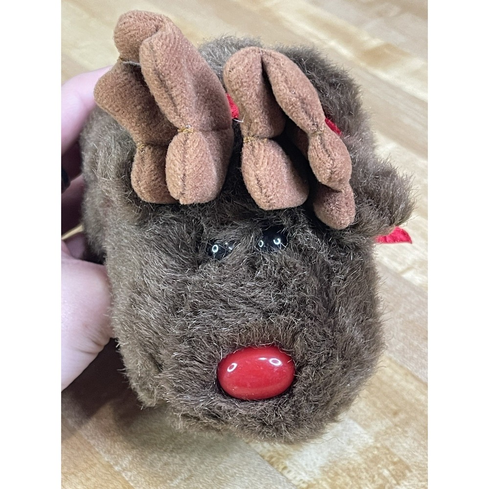 Swibco 6 inch Puffkins Gus Moose Red Ribbon 1994 Stuffed Animal Plush Toy